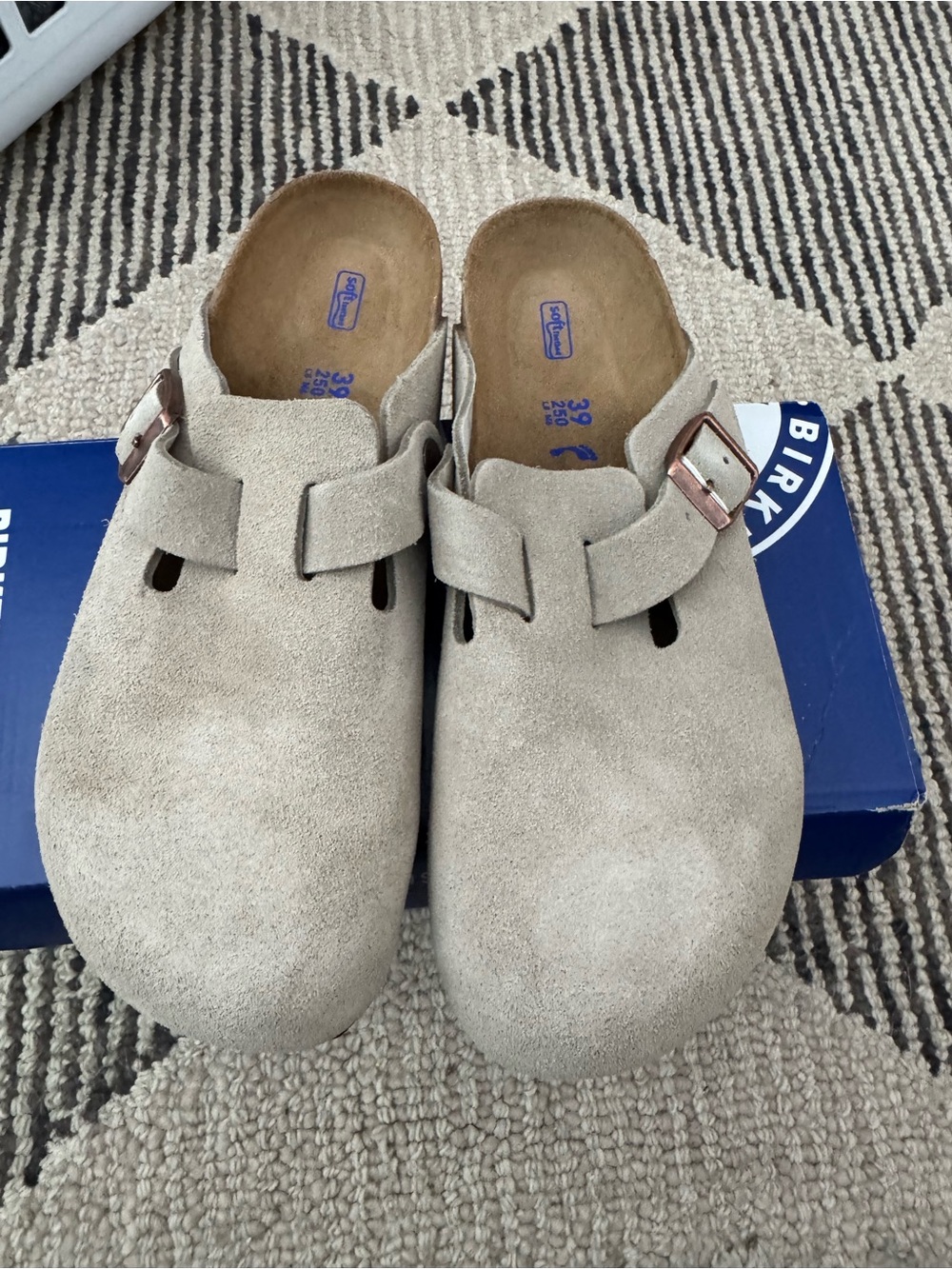Birkenstock Boston Soft Footbed Taupe Clogs New Suede Leather Narrow Women’s 8